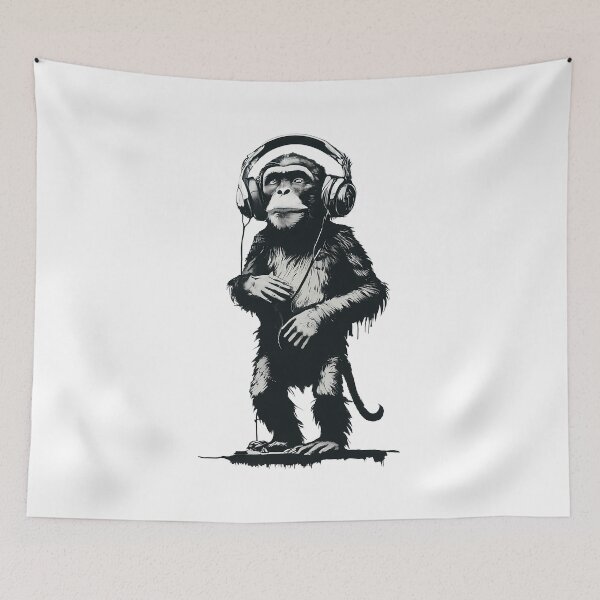 Item preview, Banksy DJ Monkey Thinker with Headphones designed and sold by hamishby.