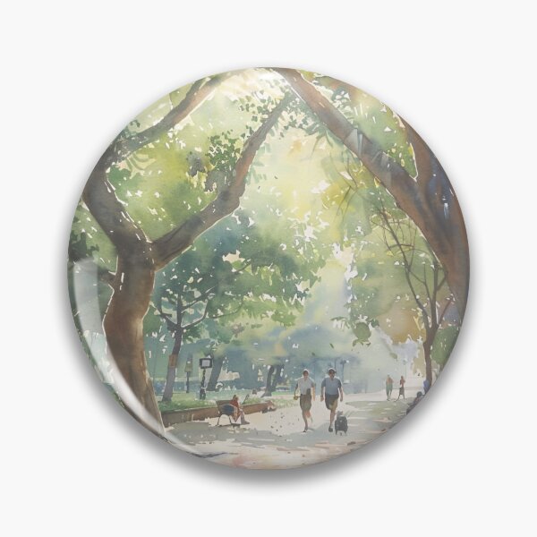 Item preview, Watercolor Park Scene with Sunlit Path designed and sold by NitzanEArt.