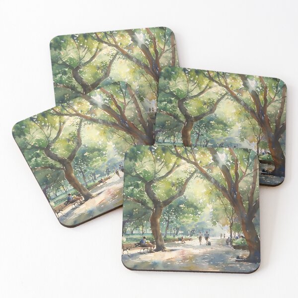 Item preview, Watercolor Park Scene with Sunlit Path designed and sold by NitzanEArt.