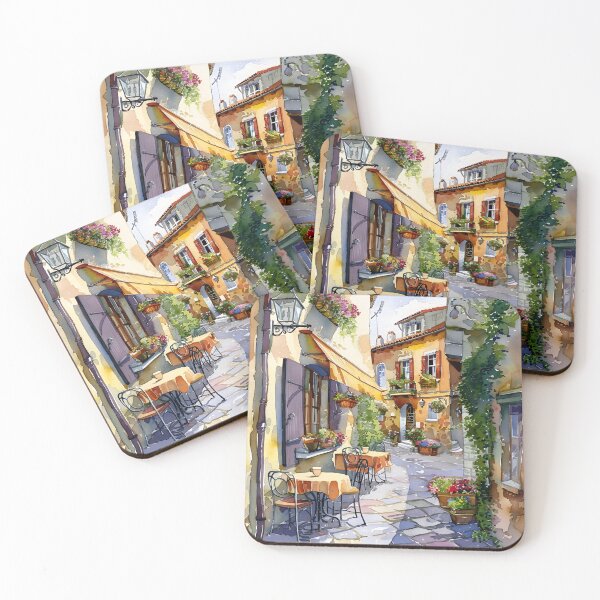 Item preview, Charming European Street Café Scene in watercolor designed and sold by NitzanEArt.