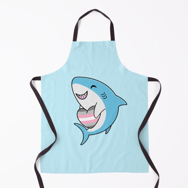 Item preview, Cute Happy Blahaj Blue Shark Holding a Demigirl Flag Heart designed and sold by AroAxel.