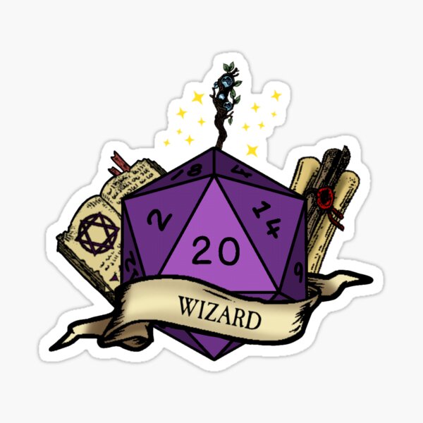 Dice D20 Wizard Sticker