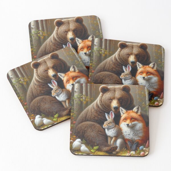 Item preview, Nature's Gathering: Woodland Animals a Bear,Fox, Rabbit,& Birds Forest Portrait designed and sold by mustardseed-410.