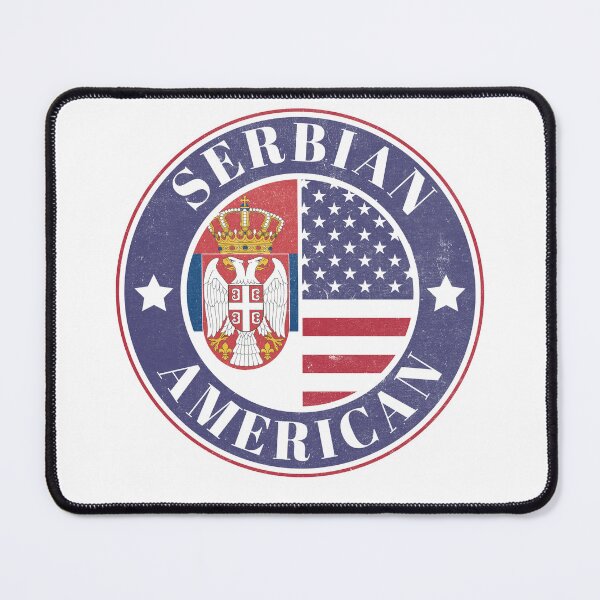 Item preview, Proud Serbian-American Badge - Serbia Flag designed and sold by chrisrivait.