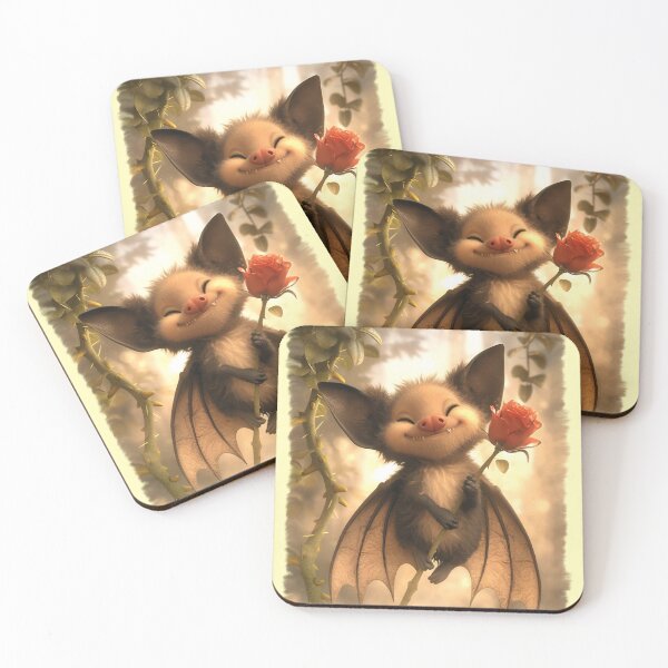 Item preview, Cute little smiling bat with red rose designed and sold by MyMagicPixel.