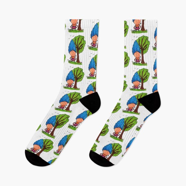 Item preview, Happy Girl with Blue Hair and Hula Hoop in Nature | Monana Paveliani Art designed and sold by MonanaPaveliani.