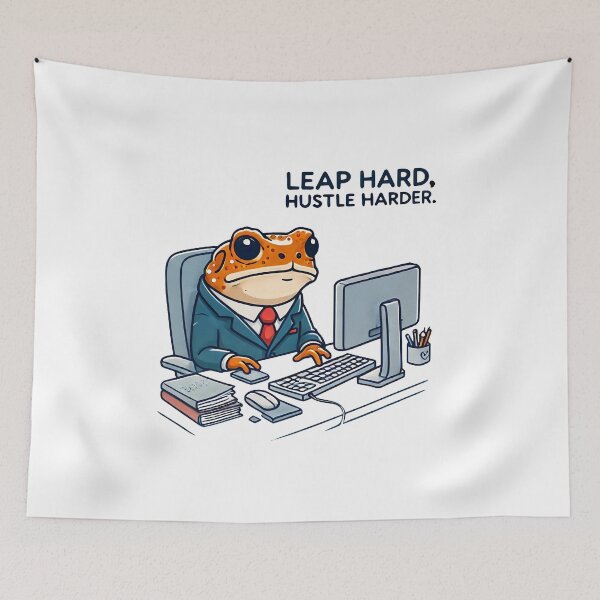 Item preview, Leap Hard Hustle Harder Funny Dad Joke Frog designed and sold by NoCompetition.