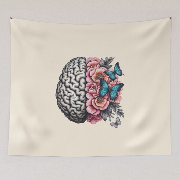 Item preview, Mind Blowing, Brain mental health psychology, butterflies,  anatomy watercolor art designed and sold by Collagedream.