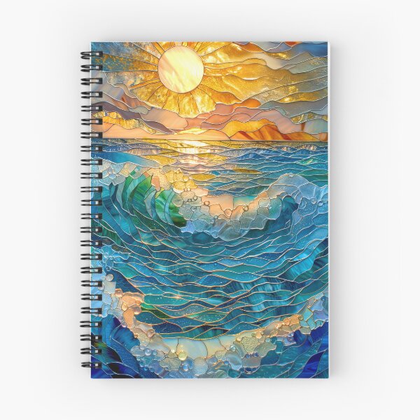Item preview, Whimsical Ocean Waves at Sunset: Stained Glass Mosaic designed and sold by MargaretWiktor.