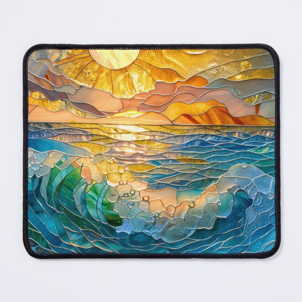 Item preview, Whimsical Ocean Waves at Sunset: Stained Glass Mosaic designed and sold by MargaretWiktor.