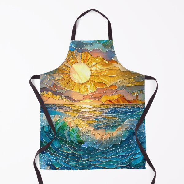 Item preview, Whimsical Ocean Waves at Sunset: Stained Glass Mosaic designed and sold by MargaretWiktor.