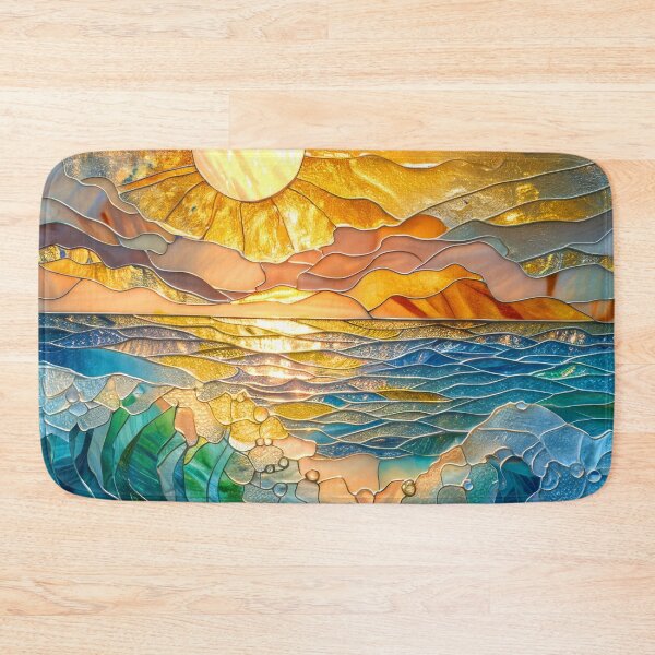 Item preview, Whimsical Ocean Waves at Sunset: Stained Glass Mosaic designed and sold by MargaretWiktor.