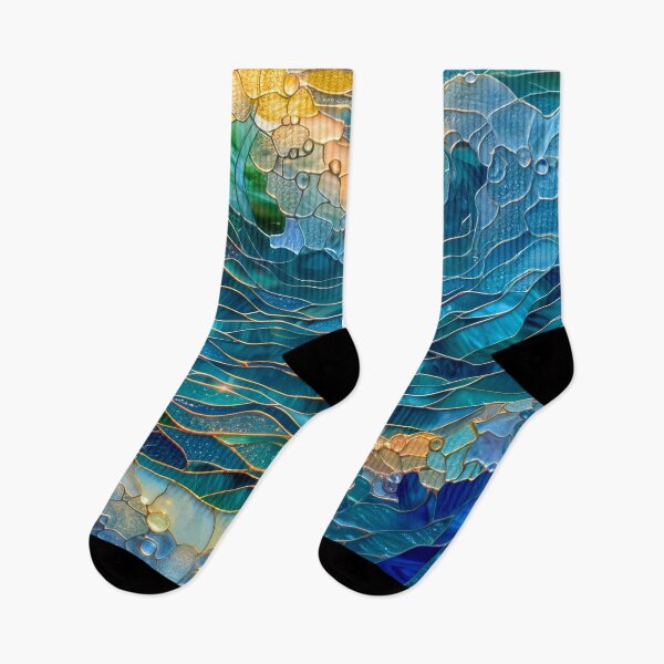 Item preview, Whimsical Ocean Waves at Sunset: Stained Glass Mosaic designed and sold by MargaretWiktor.