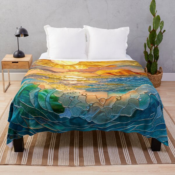 Item preview, Whimsical Ocean Waves at Sunset: Stained Glass Mosaic designed and sold by MargaretWiktor.