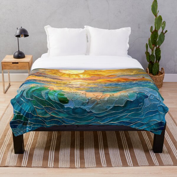 Item preview, Whimsical Ocean Waves at Sunset: Stained Glass Mosaic designed and sold by MargaretWiktor.