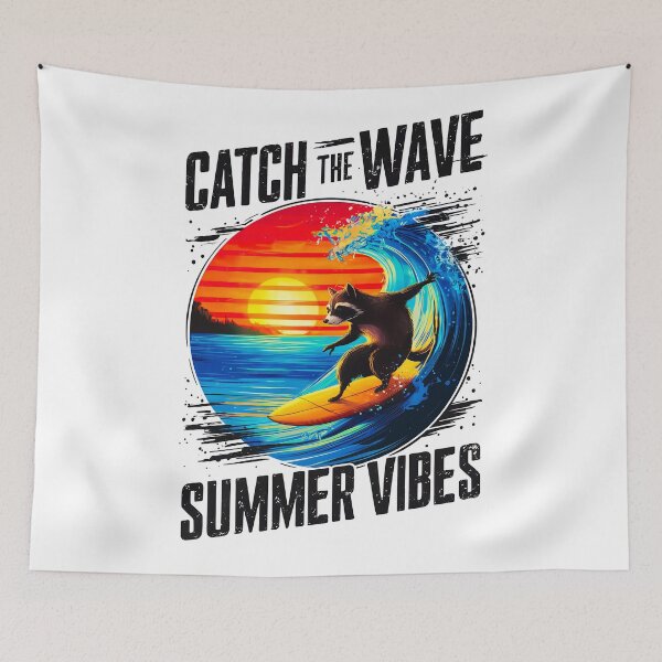 Item preview, Catch the Summer Wave Raccoon designed and sold by SharpPenguin.