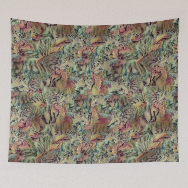 Item preview, Seamless pattern Custom Cat Multicolor Design in green shade designed and sold by Mashupcreativecommons.