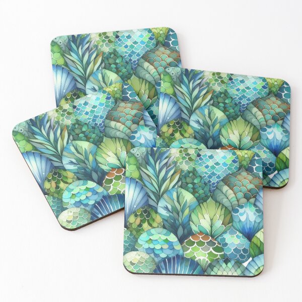 Item preview, Green and Blue Mermaid Scales Print designed and sold by SeaStarMermaids.