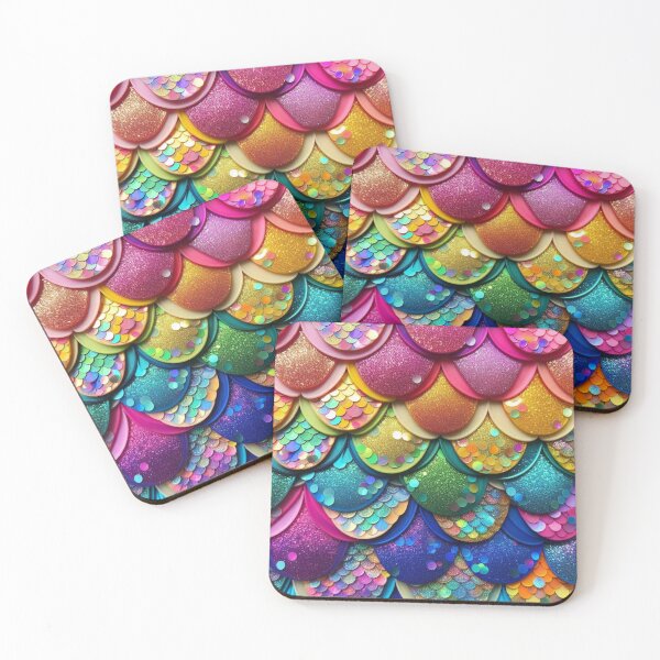 Item preview, Rainbow Glitter Mermaid Tail Scales Print designed and sold by SeaStarMermaids.