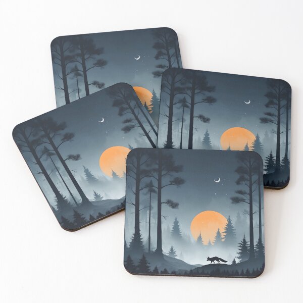 Item preview, Mystical Forest Night with Wolf Silhouette and Full Moon designed and sold by zoughlal.