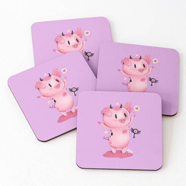 Item preview, Cute Standing Piggy with Black Horns, Spots and a Magic Key designed and sold by VulpyArt.