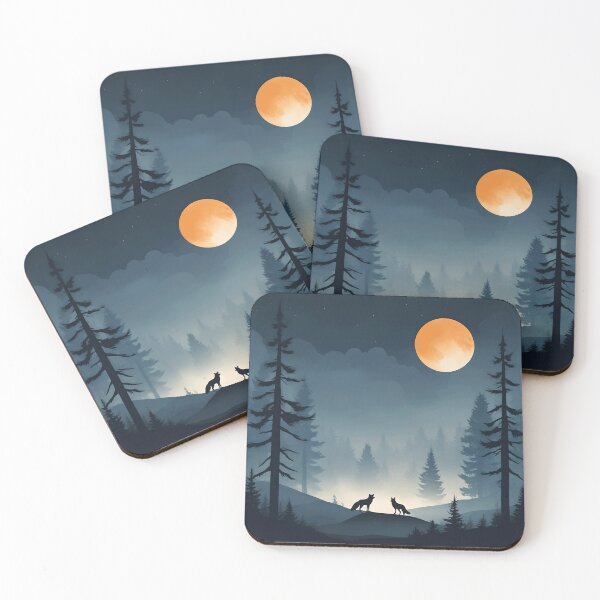 Item preview, Lone Wolf’s Journey Under Starry Sky and Crescent Moon designed and sold by zoughlal.