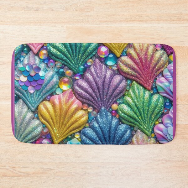Item preview, Rainbow Glitter Shell Mermaid Tail Scales Print designed and sold by SeaStarMermaids.
