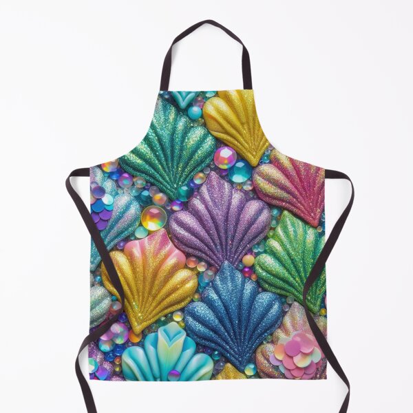 Item preview, Rainbow Glitter Shell Mermaid Tail Scales Print designed and sold by SeaStarMermaids.