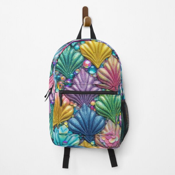 Item preview, Rainbow Glitter Shell Mermaid Tail Scales Print designed and sold by SeaStarMermaids.