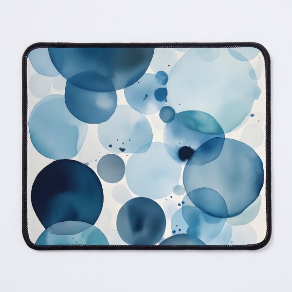 Aperçu de l'œuvre Art mural amusant à bulles bleues, peinture à l’aquarelle, impression de salle de bain pour chambre d’enfant, cercles et boules créée et vendue par Lightweav.