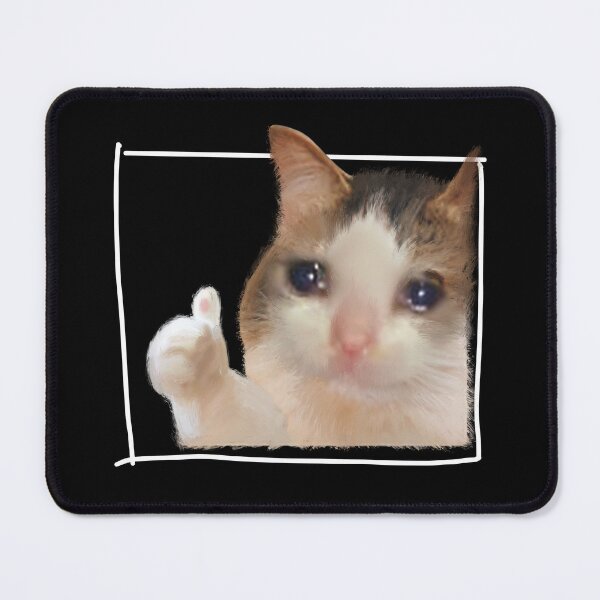 Item preview, Cute Crying Cat Thumbs Up Meme Sad Kitty Cry Eyes Funny Memes with Frame designed and sold by FranParentUS.