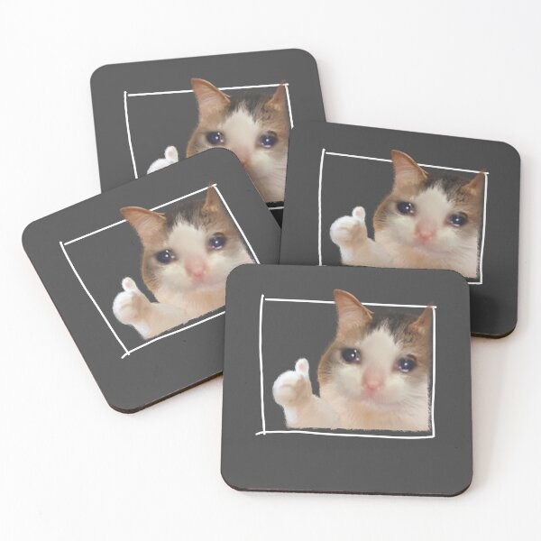 Item preview, Cute Crying Cat Thumbs Up Meme Sad Kitty Cry Eyes Funny Memes with Frame designed and sold by FranParentUS.