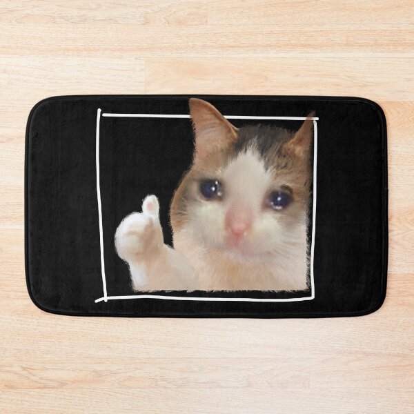 Item preview, Cute Crying Cat Thumbs Up Meme Sad Kitty Cry Eyes Funny Memes with Frame designed and sold by FranParentUS.