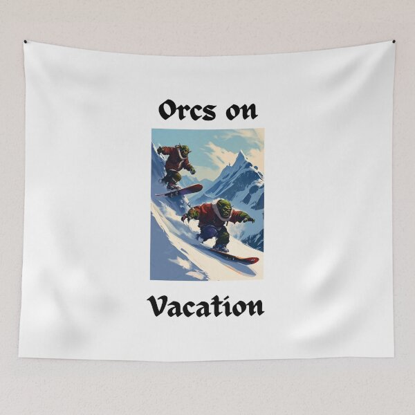 Item preview, Orcs on Vacation Snowboarding designed and sold by popsbh.
