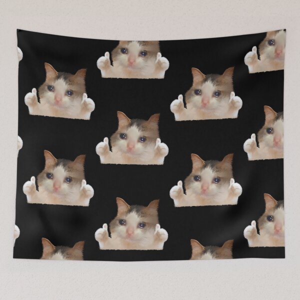 Item preview, Crying Cat Thumbs Up Meme with Two Hands Raised Sad Kitty Cry Eyes Funny Memes designed and sold by FranParentUS.