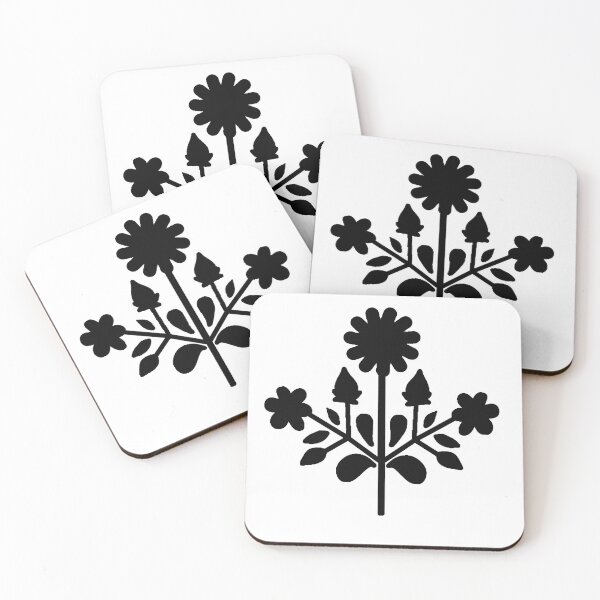 Item preview, Black floral folk motif designed and sold by Kalpa.