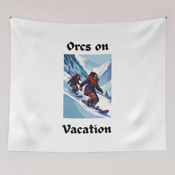 Item preview, Orcs on Vacation Snowboarding designed and sold by popsbh.