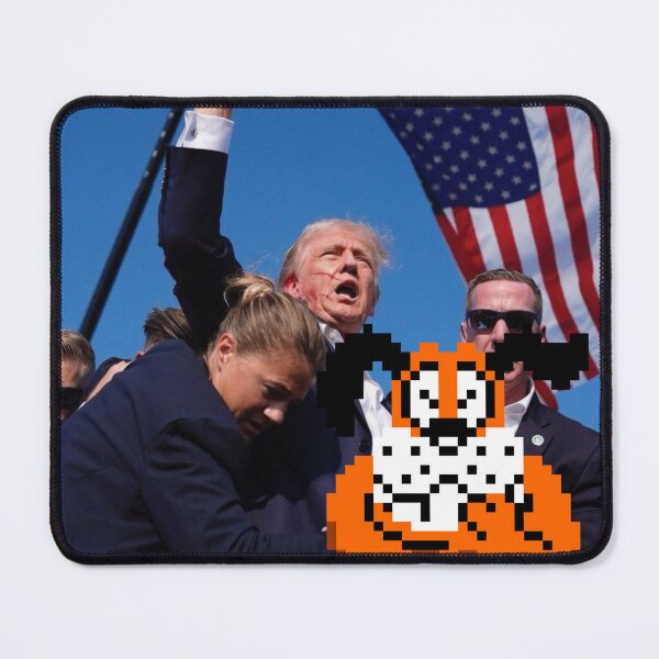 Item preview, Donald Trump assassination attempt Duck Hunt laughing dog designed and sold by SilverFrog.