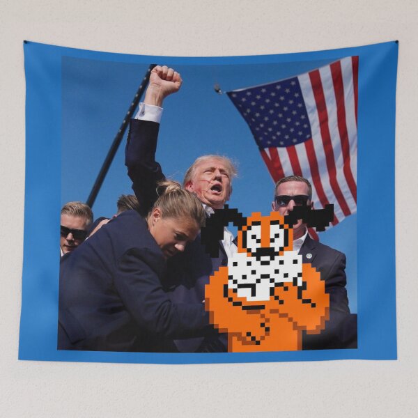 Item preview, Donald Trump assassination attempt Duck Hunt laughing dog designed and sold by SilverFrog.