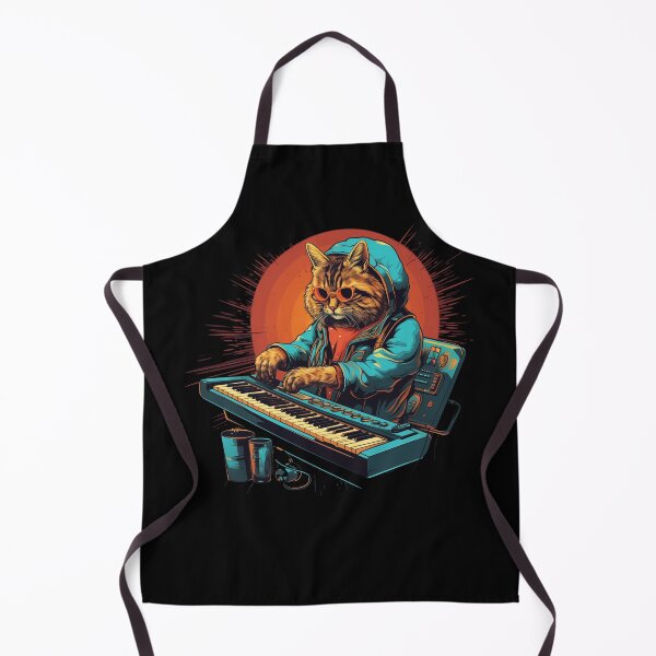 Item preview, Cat with glasses playing the synthesizer designed and sold by TeeTemptation.