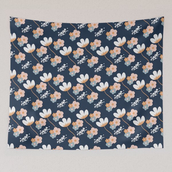 Item preview, Navy Floral Blossoms designed and sold by APearlDesigns.