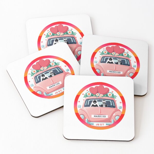 Item preview, Colourful Just married cute design for couples in a car wedding  designed and sold by roshana3.
