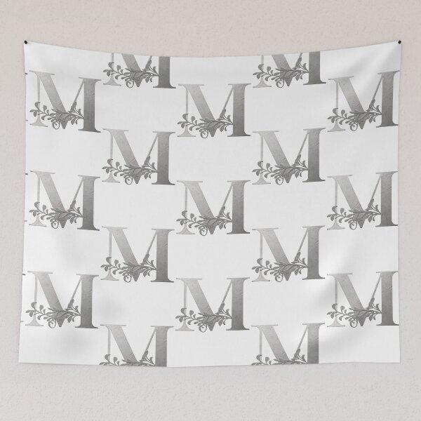 Item preview, Luxury Floral Monogram M: Elegant Grey and Silver Typography designed and sold by Fil4.