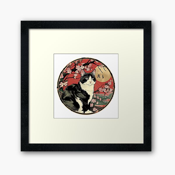 Aperçu de l'œuvre Ukiyoe Nyanchan avec Sakura  créée et vendue par Dorothyjuliette.