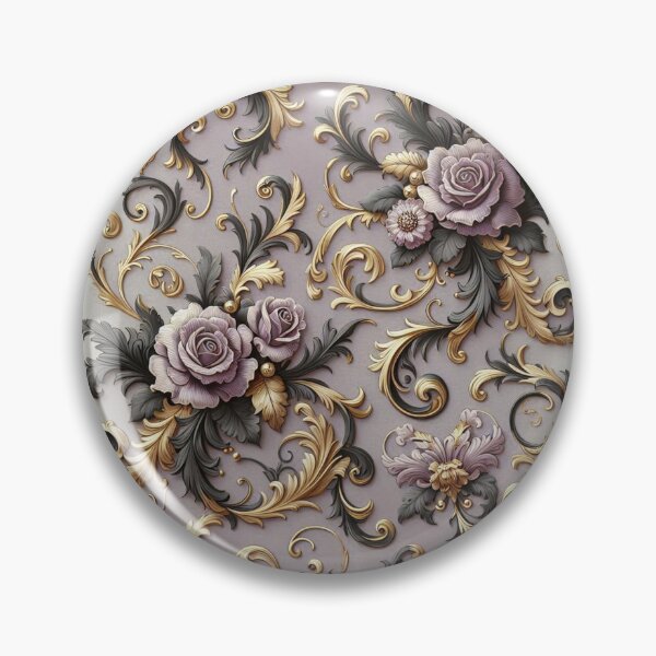 Item preview,  Matte Lilac Grey, Gold & Black Rococo With Roses designed and sold by DesignsByPrnces.