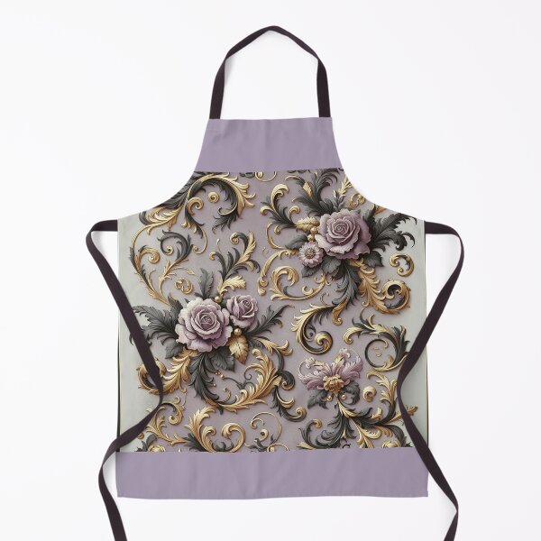 Item preview, Matte Lilac Grey, Gold & Black Rococo With Roses designed and sold by DesignsByPrnces.
