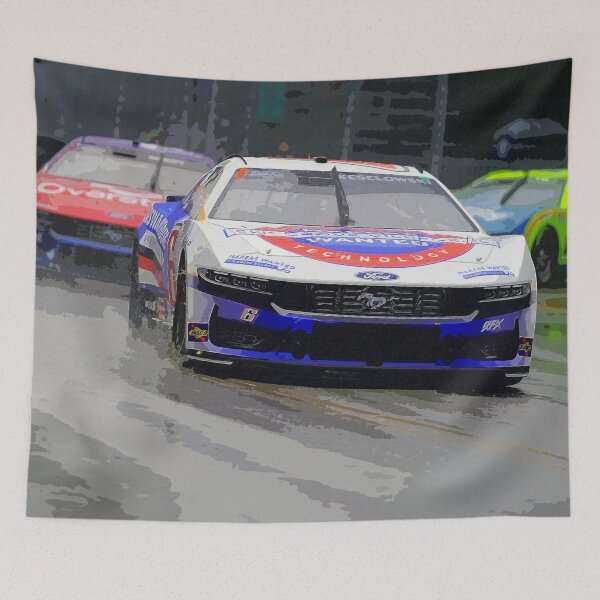 Item preview, Brad Keselowski racing in the rain on the Chicago street course 2024 watercolor designed and sold by Rodissimus1984.