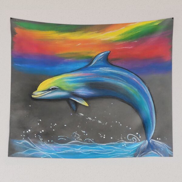 Item preview, Chalk Art Rainbow Dolphin designed and sold by Paw's Arts.