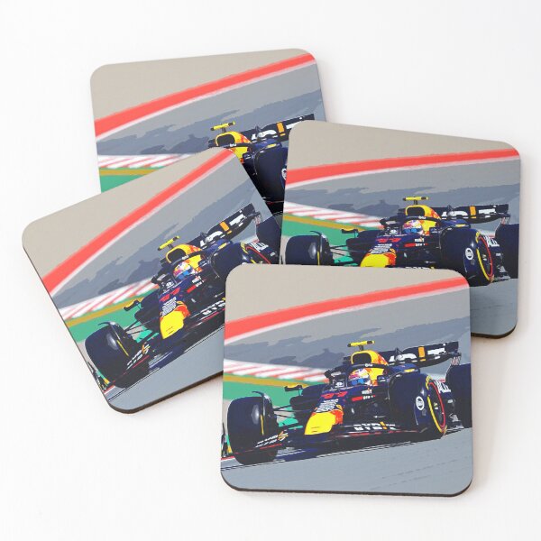 Item preview, Sergio Perez racing his 2024 F1 car during the Spanish Grand Prix watercolor designed and sold by Rodissimus1984.