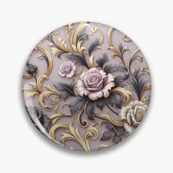 Item preview, Matte Lilac Grey, Gold & Black Rococo With Roses designed and sold by DesignsByPrnces.